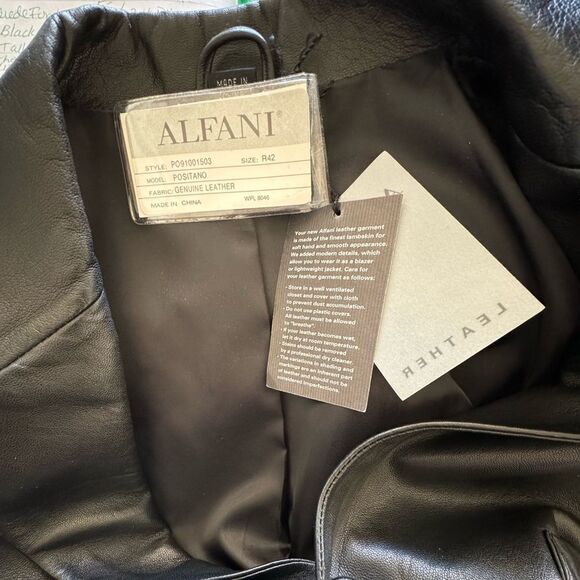 Alfani Men’s Black Genuine Leather Jacket Blazer Sleek Dress Coat Sz 42 REG NWT - Picture 6 of 14